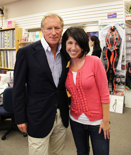 Vanessa Christenson with BERNINA International President Hanspeter Ueltschi