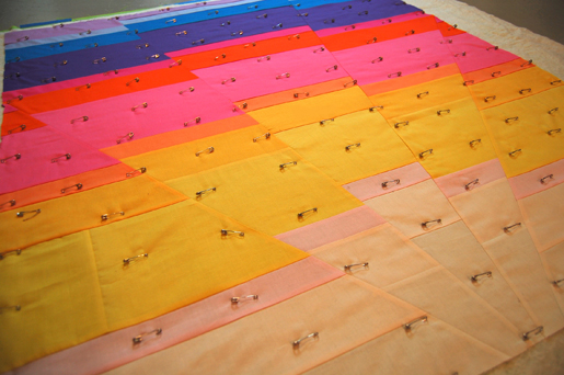 pin-basted quilt