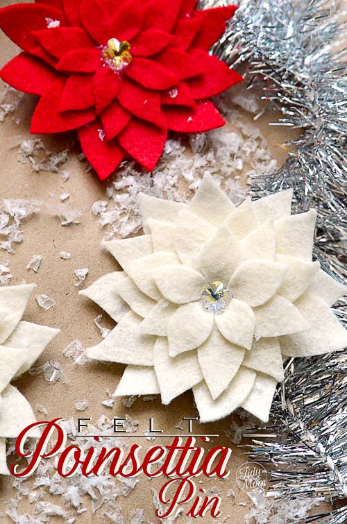 felt poinsettia pin how-to