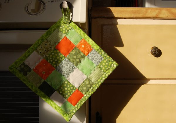 Perfectly pieced tiny squares pot holder