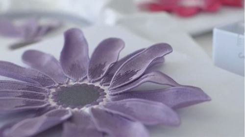 Machine Embroidered Stumpwork Flower