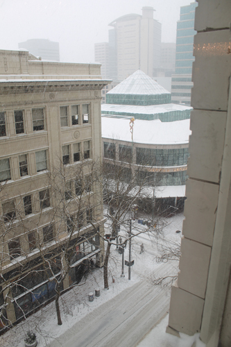 Downtown Portland in the Snow