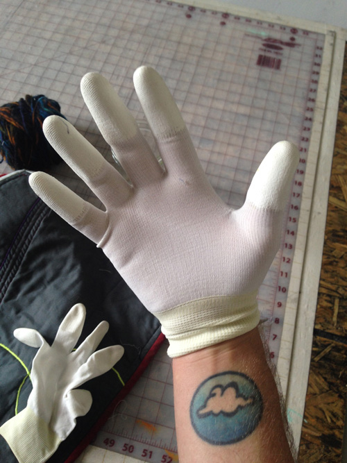 rubber-tipped gloves