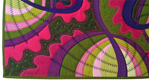 pink - green- purple quilt by Jane Sassaman - detail