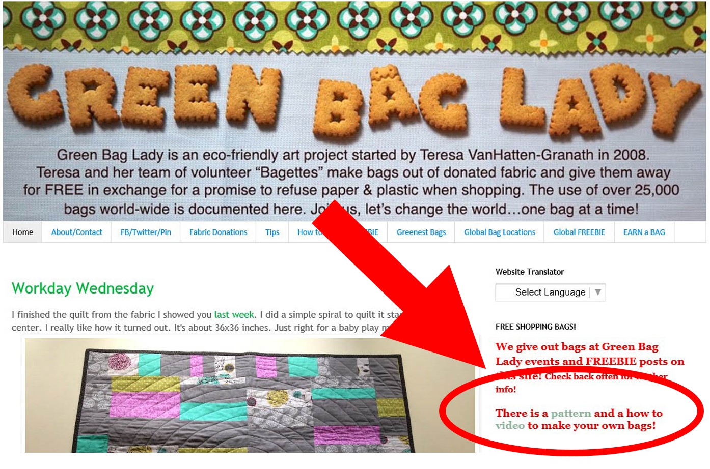 Free Green Bag Pattern