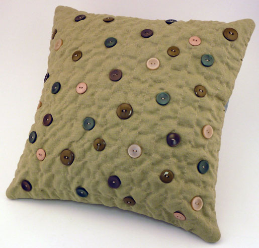 Made to Create Pillow Featuring Gathering Foot #16 and Button Sew