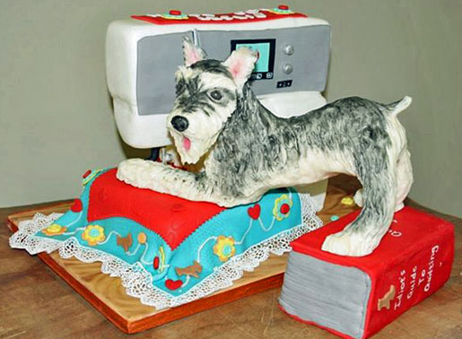 sewing machine and dog cake
