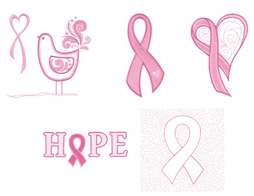 OESD Pink Ribbons Embroidery Design