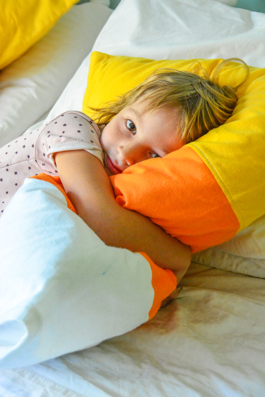 DIY Halloween Color-Blocked Candy Corn Pillowcase