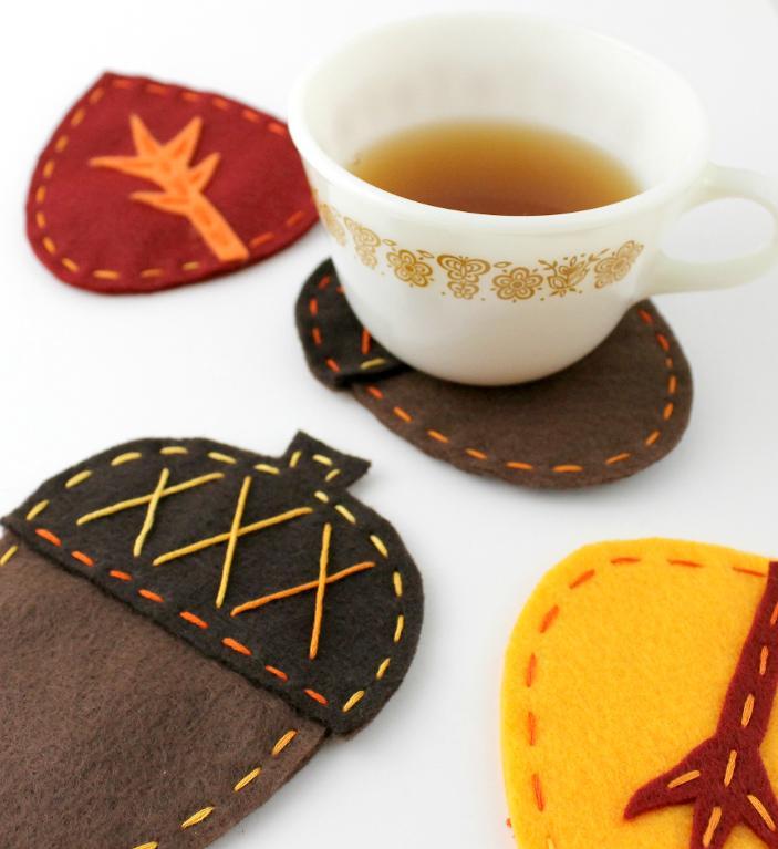 DIY fall leaf coasters