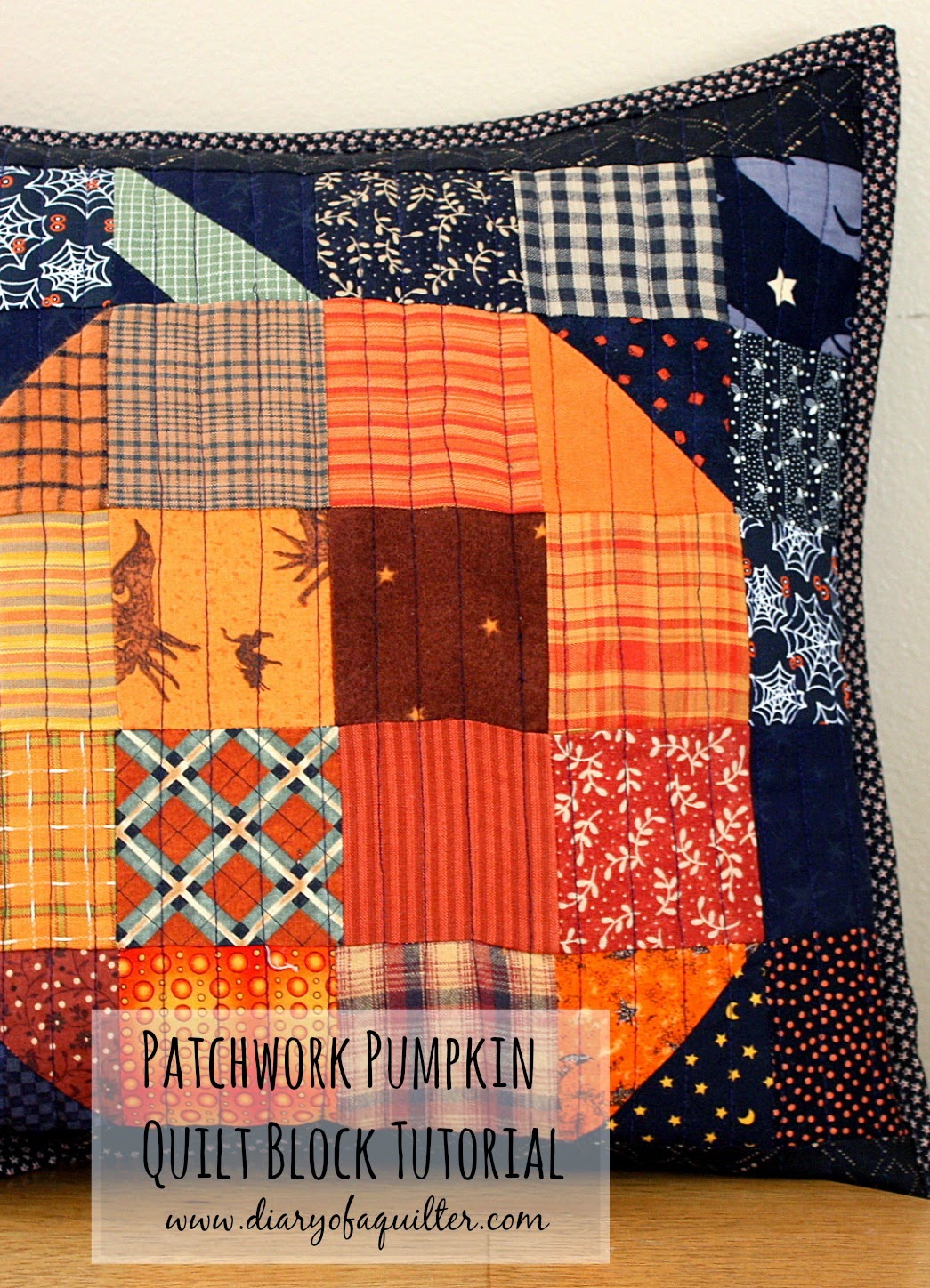 DIY pumpkin patchwork pillow