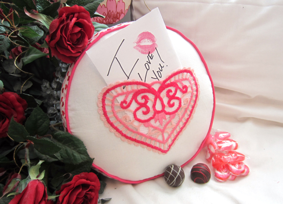 How to make an embroidered Valentine's Pocket Pillow