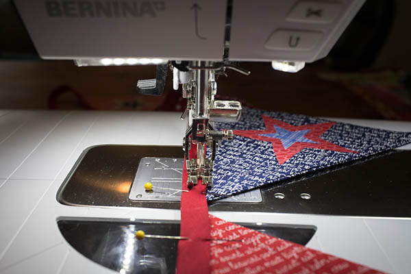 BERNINA 4th of July Bunting Tutorial pinning into place