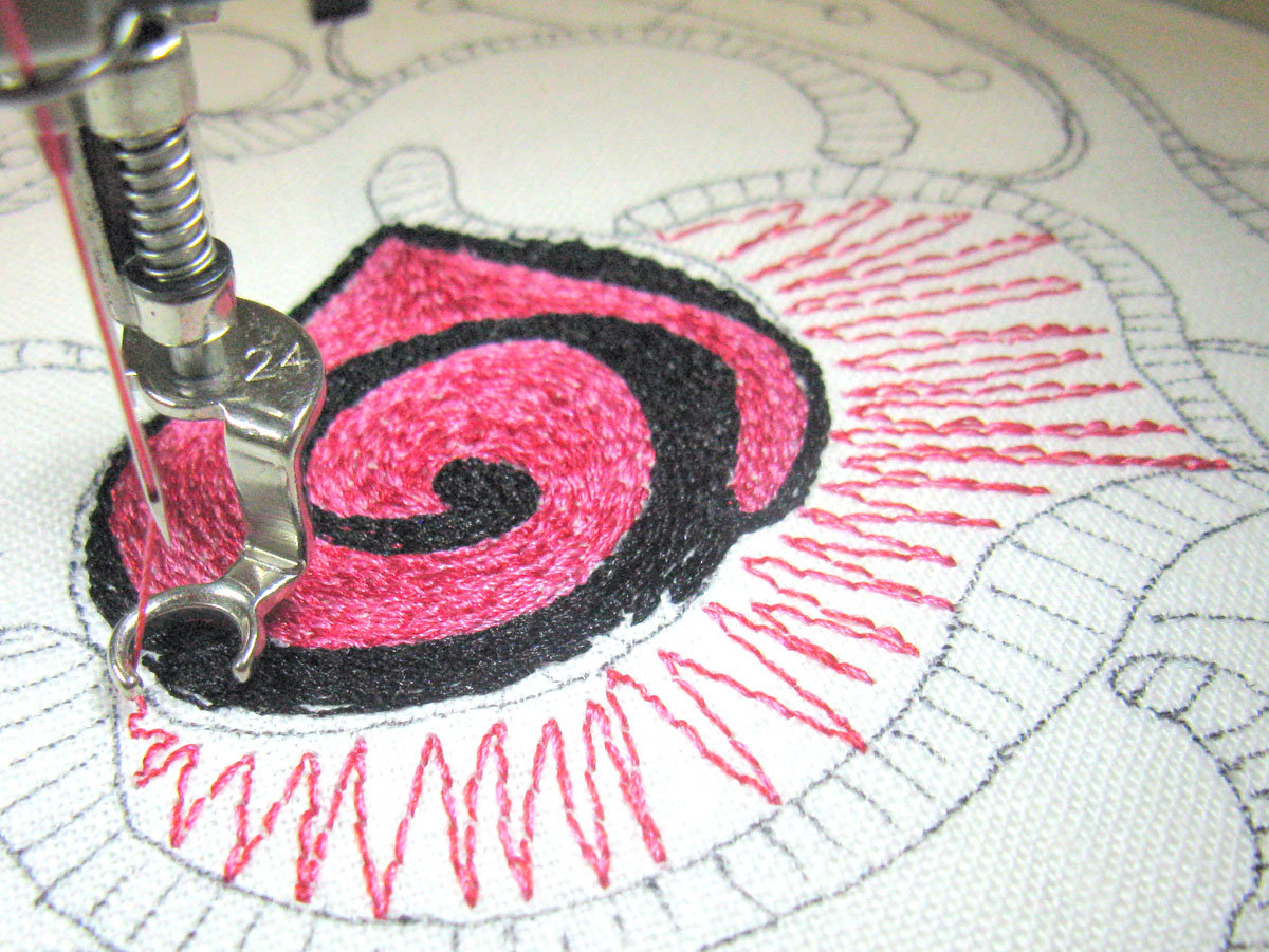 Step 6 How to make a thread painted rose tile pillow