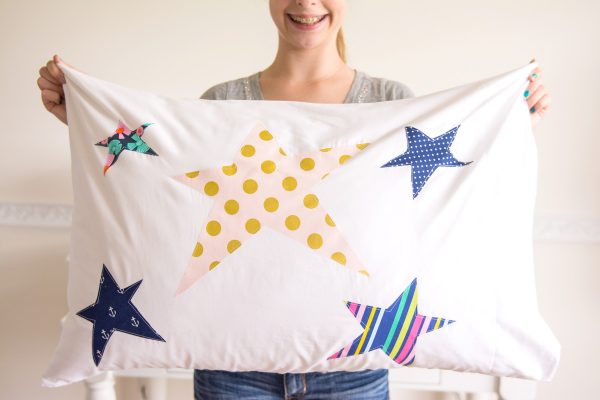 Summer Pillow Sewing Project for kids, helps to teach them basic sewing skills!