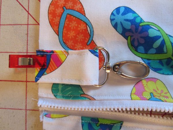 Swim Wetbag Sewing Tutorial - Slip one end through lobster claw clasp