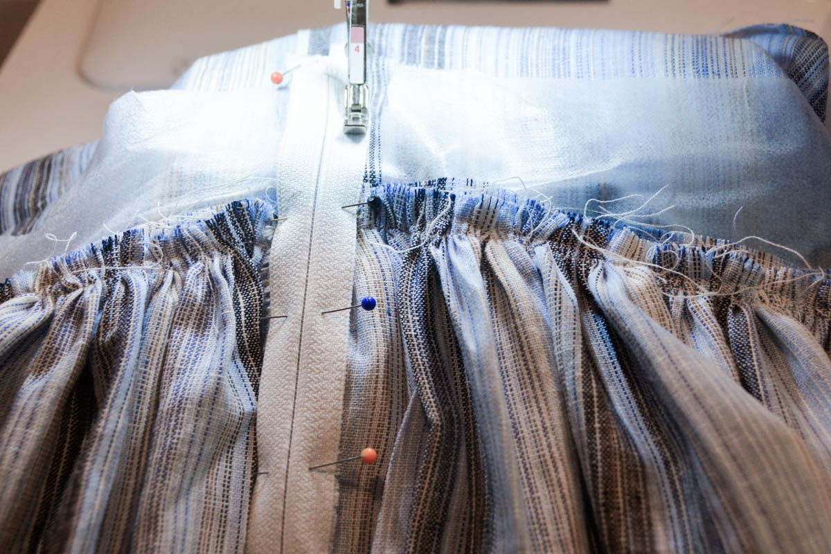 Midi Skirt Tutorial - baste the zipper in place