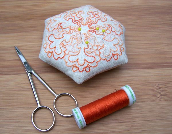 Embroidered Orange Delight Pincushion Tutorial