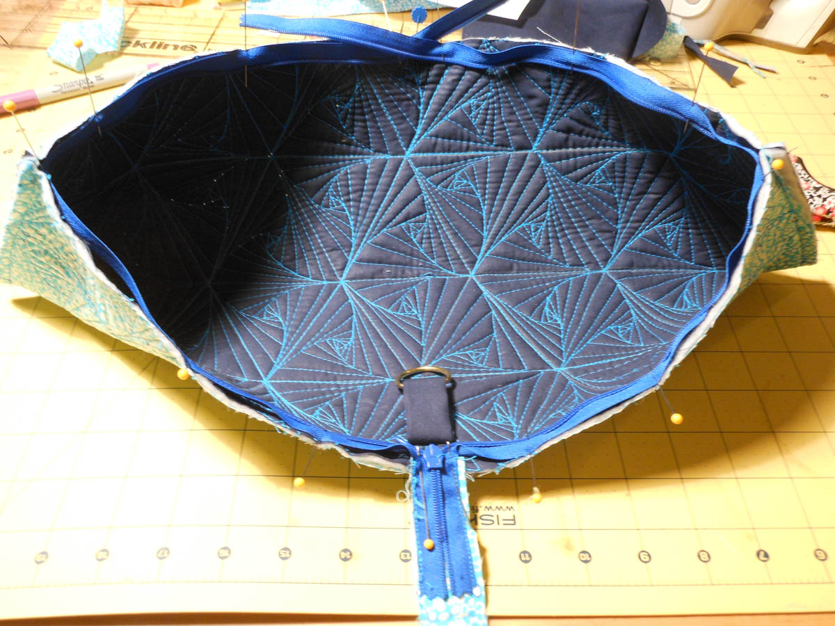 Pyramid Zipper Pouch from Free Motion Quilting Practice Squares WeAllSew