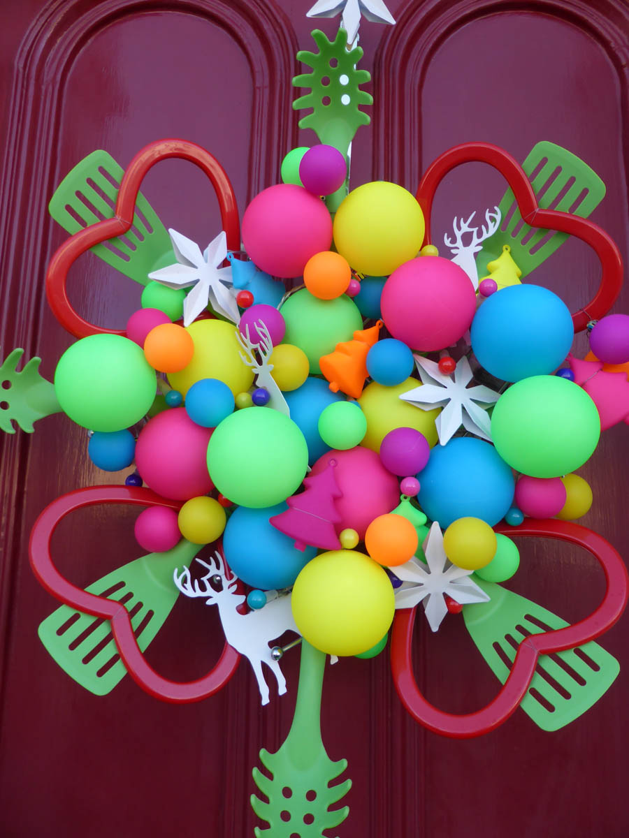 Holiday Preparation - Colorful Door Wreath