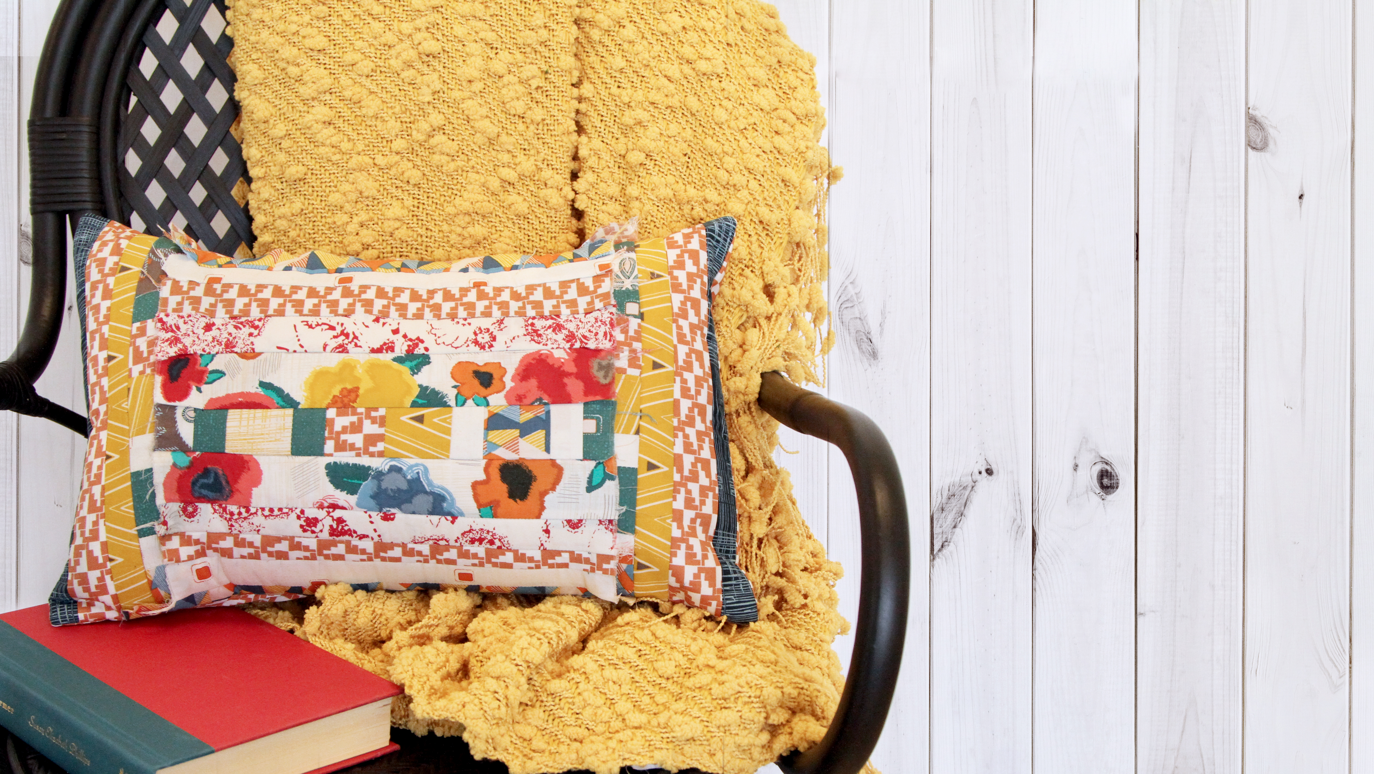 Quilt as you go patchwork pillow tutorial