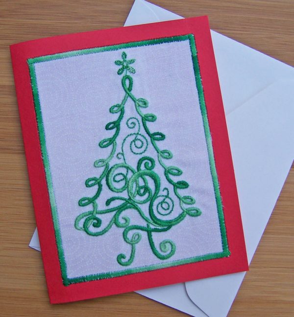Embroidered Christmas Tree Card 