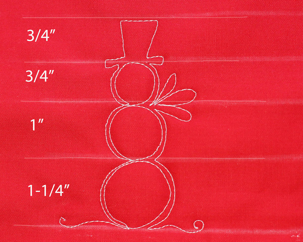 Free-Motion Snowman - spacing indicated
