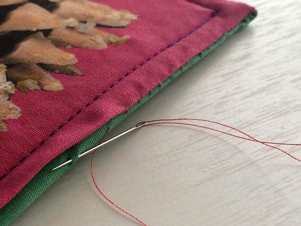 Holiday Coasters Tutorial - stitch it closed with a whip stitch