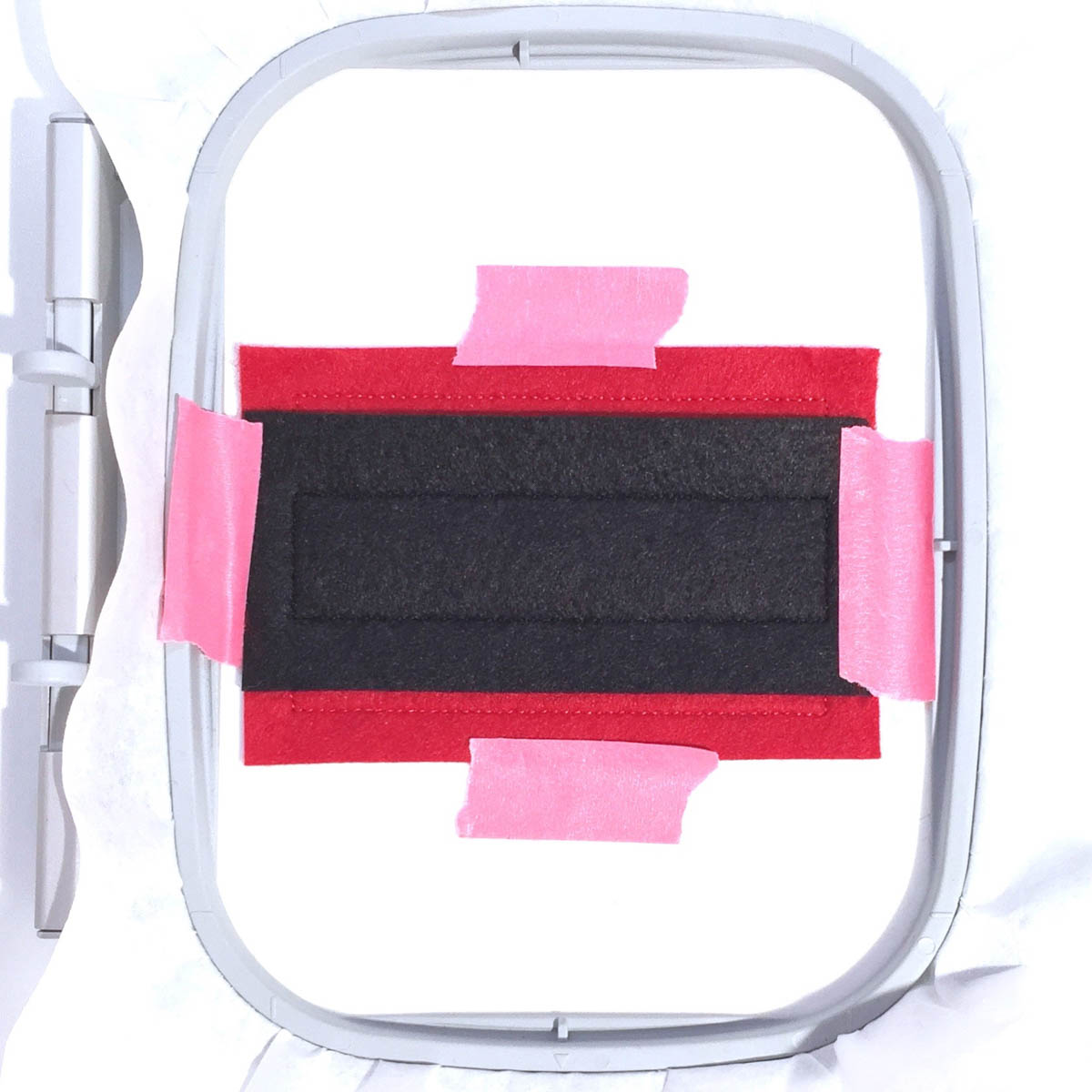 Santa Pants Gift Card Holder Tutorial - Place the black felt over the center placement lines