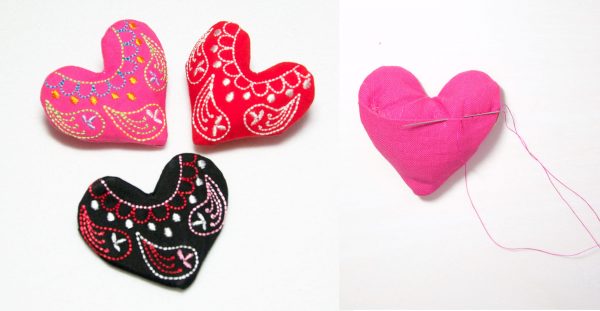 Embroidered Heart Pin