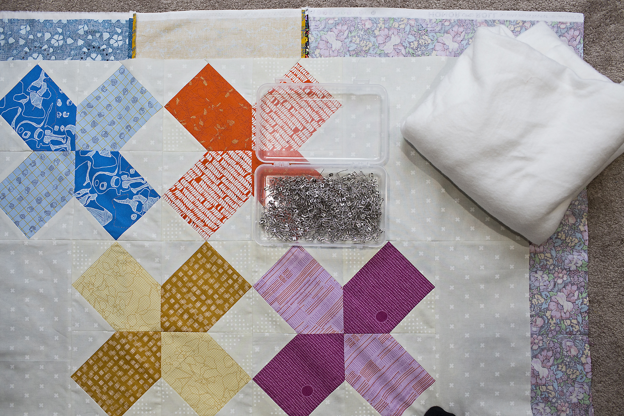 How To Baste A Quilt - Pins And Spray - Blossom Heart Quilts