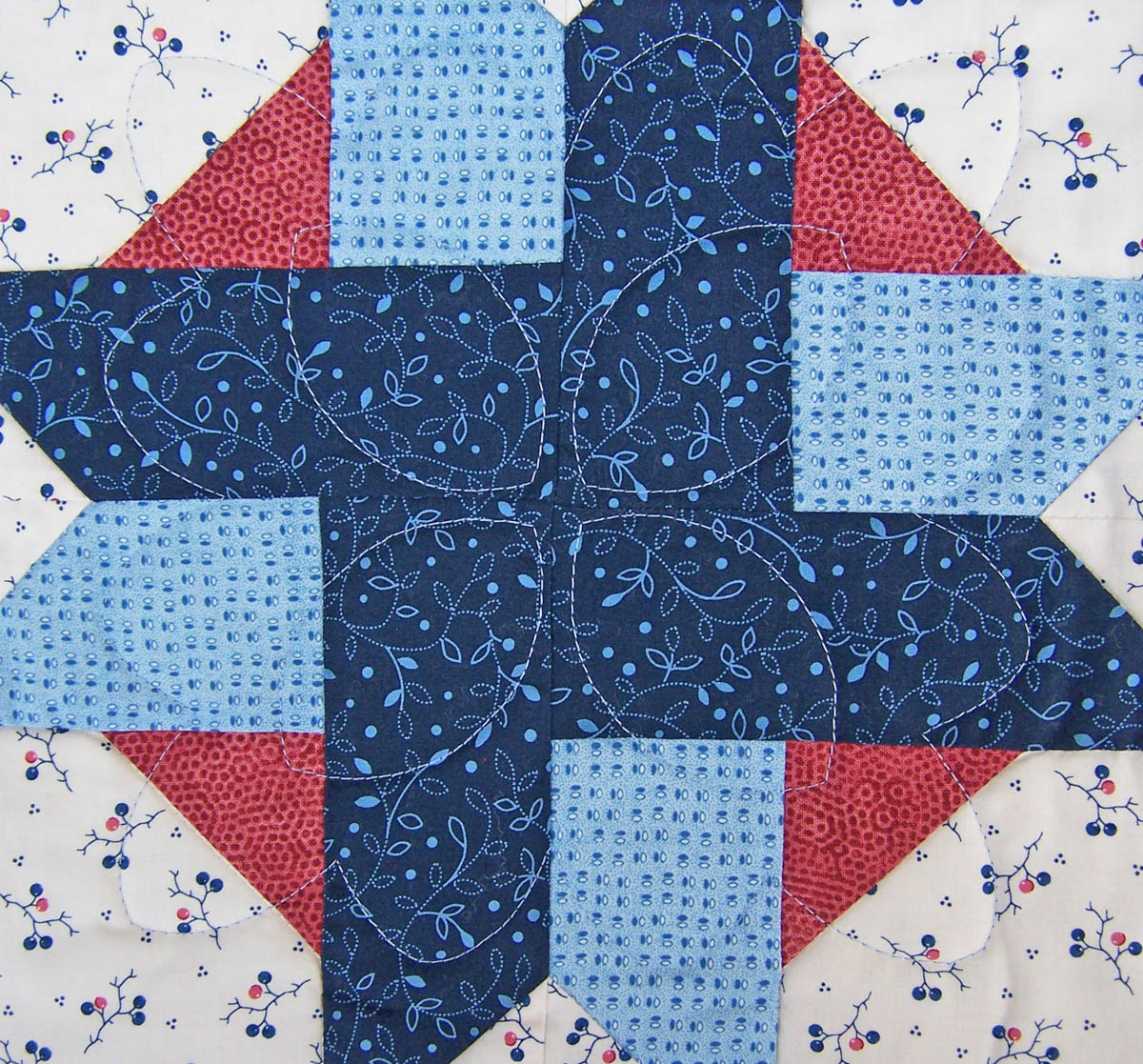 No-Mark Quilting Tip - stitched design on a quilt block