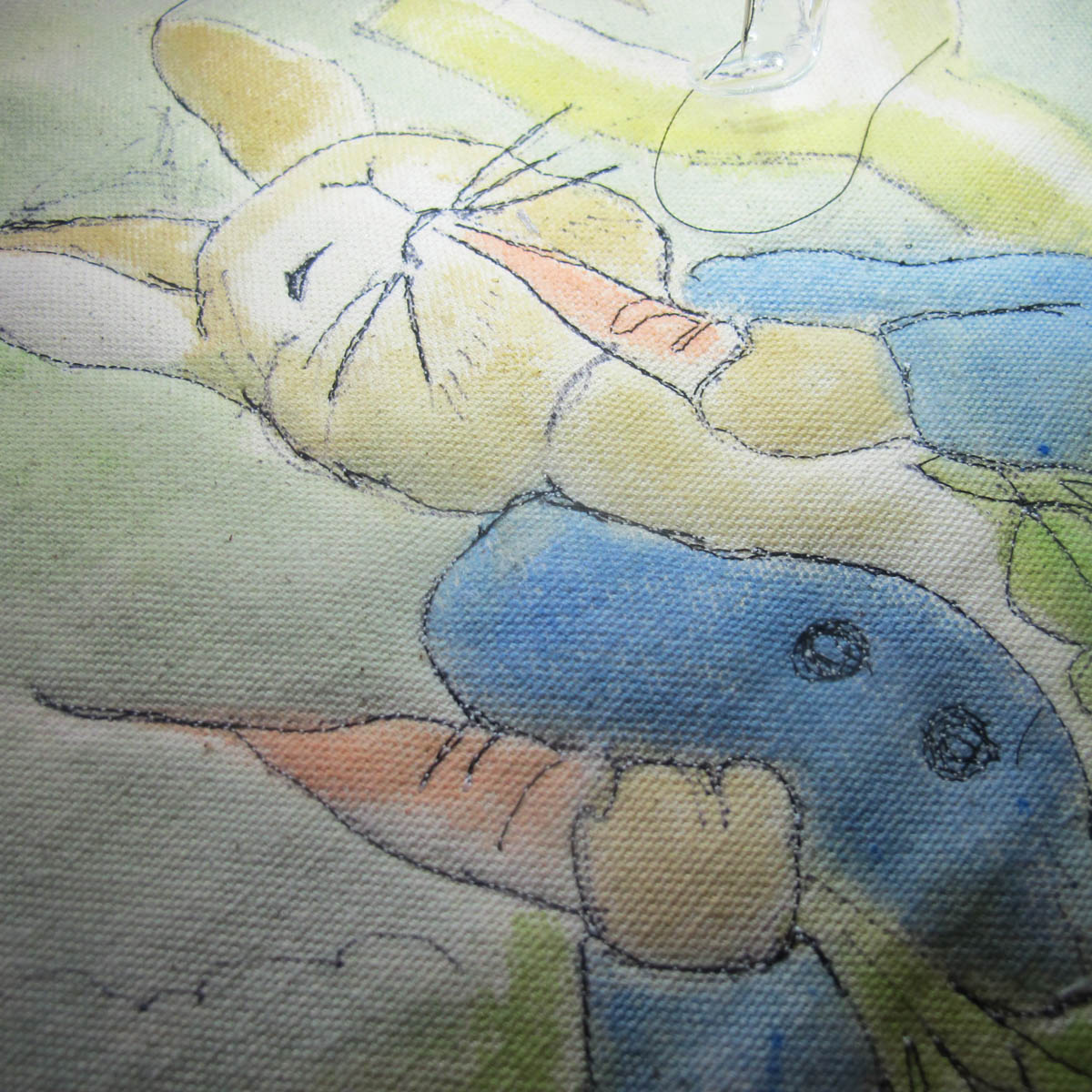 Peter Rabbit Wall Hanging - thread painting