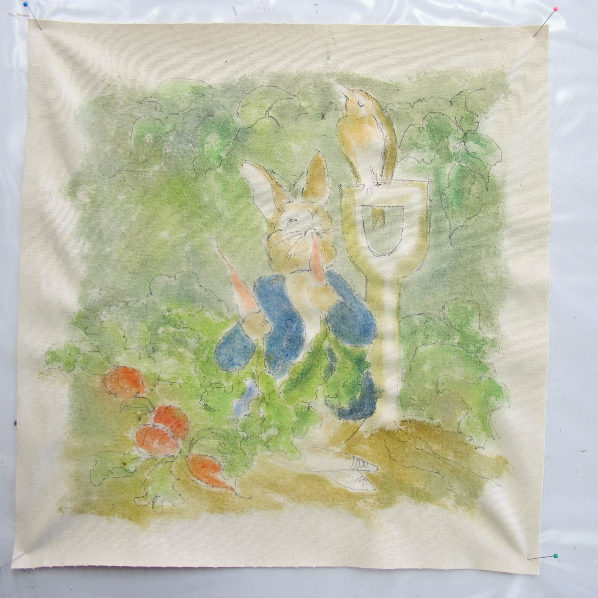 Peter Rabbit Wall Hanging - finished painting