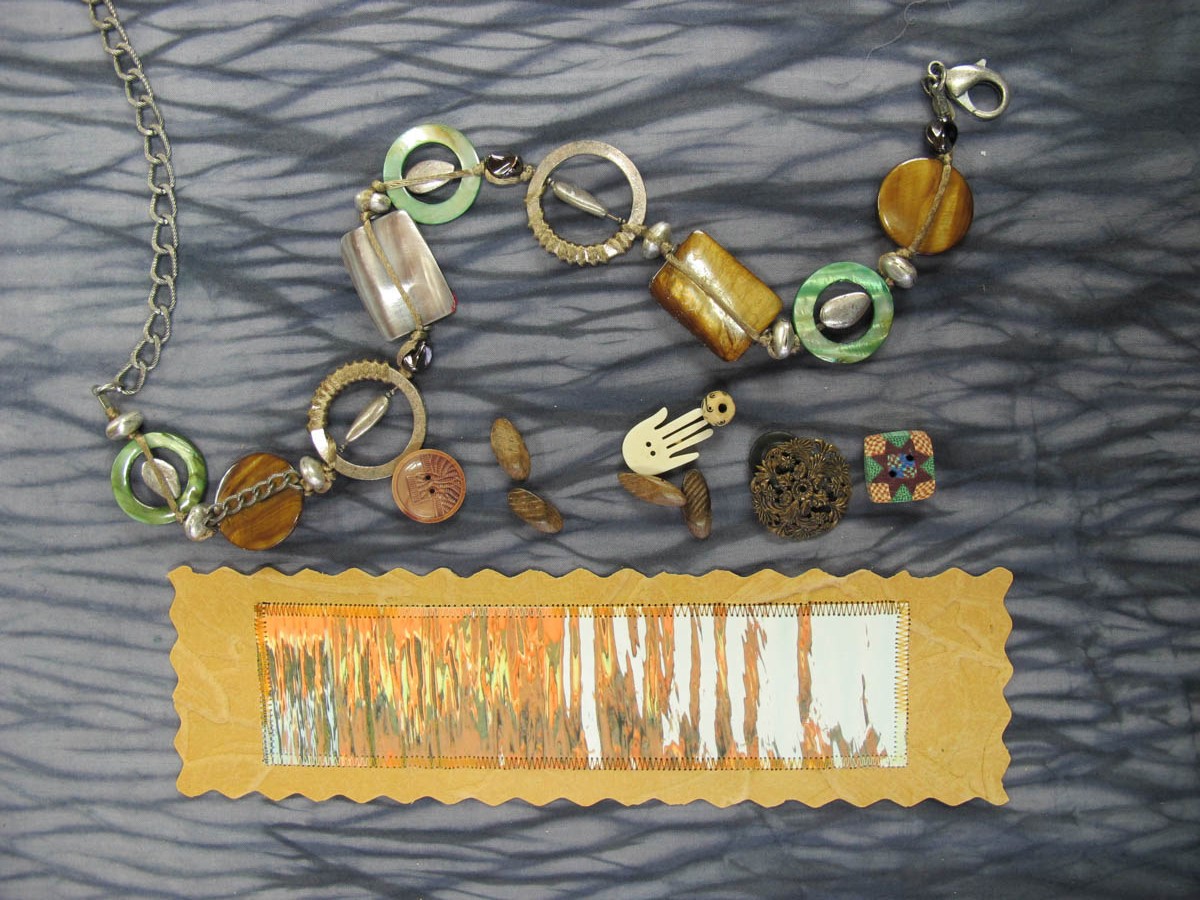 Collaged and Stitched Bookmarks - decoration