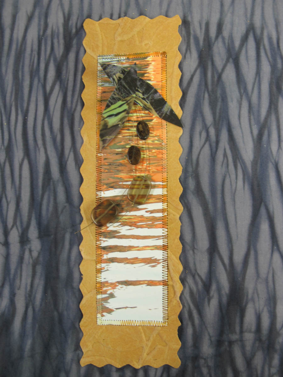 Collaged and Stitched Bookmarks - finished bookmark