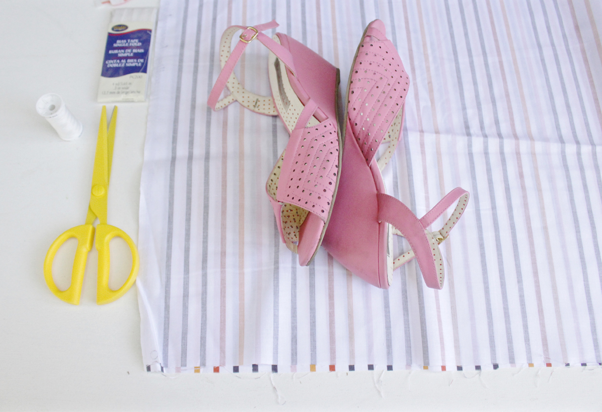 DIY 10-minute shoe bags step one: fold and cut