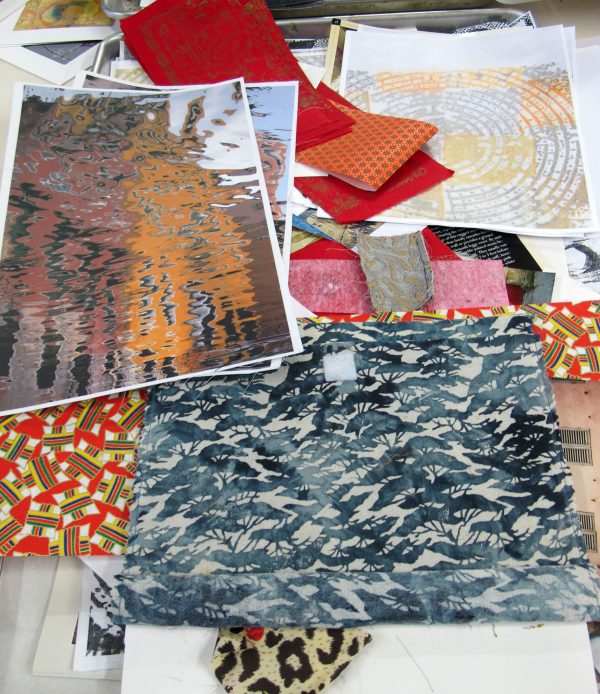 Fabric collage note cards