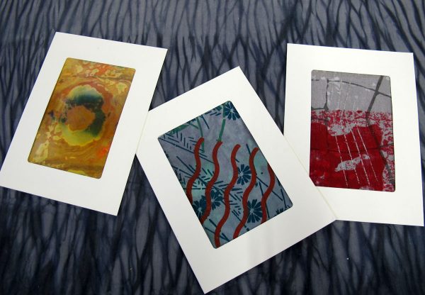 Fabric collage note cards