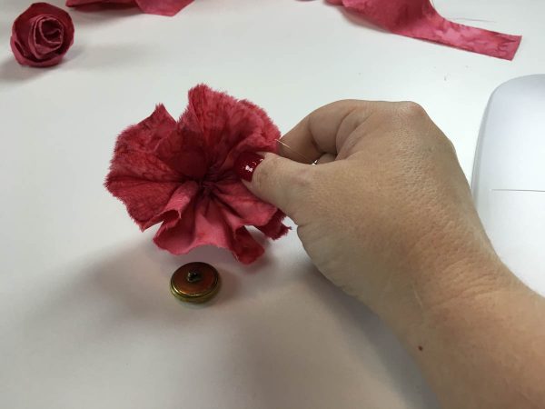 Flower Embellishing with the Gathering Foot - decorative button