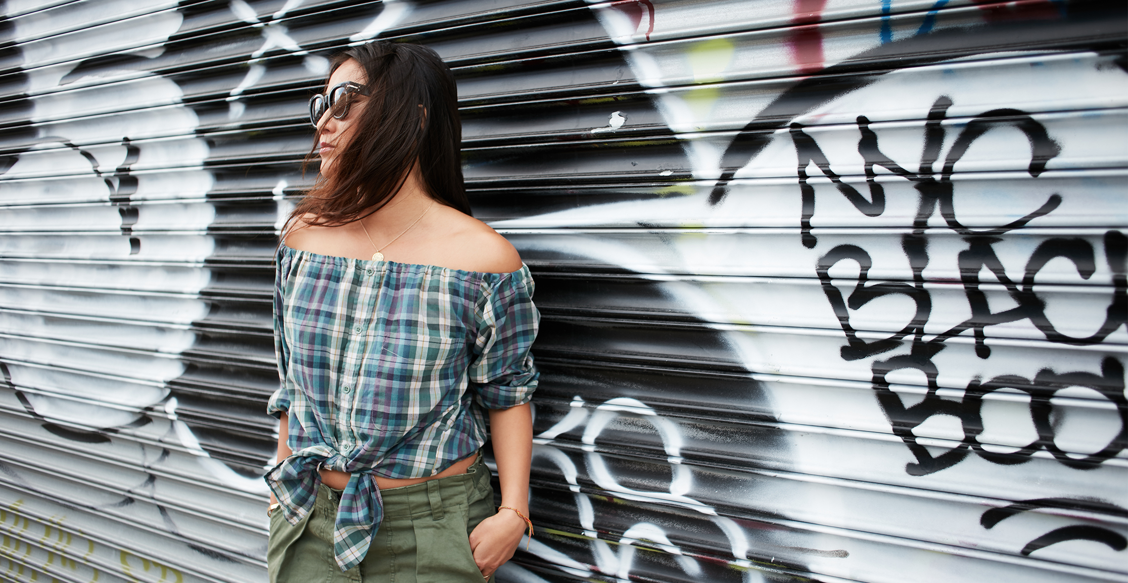 How to upcycle a button-up shirt into an off-the-shoulder shirt