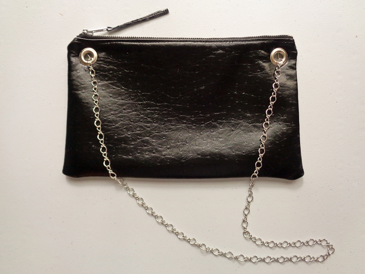 Black clutch outlet bag with strap