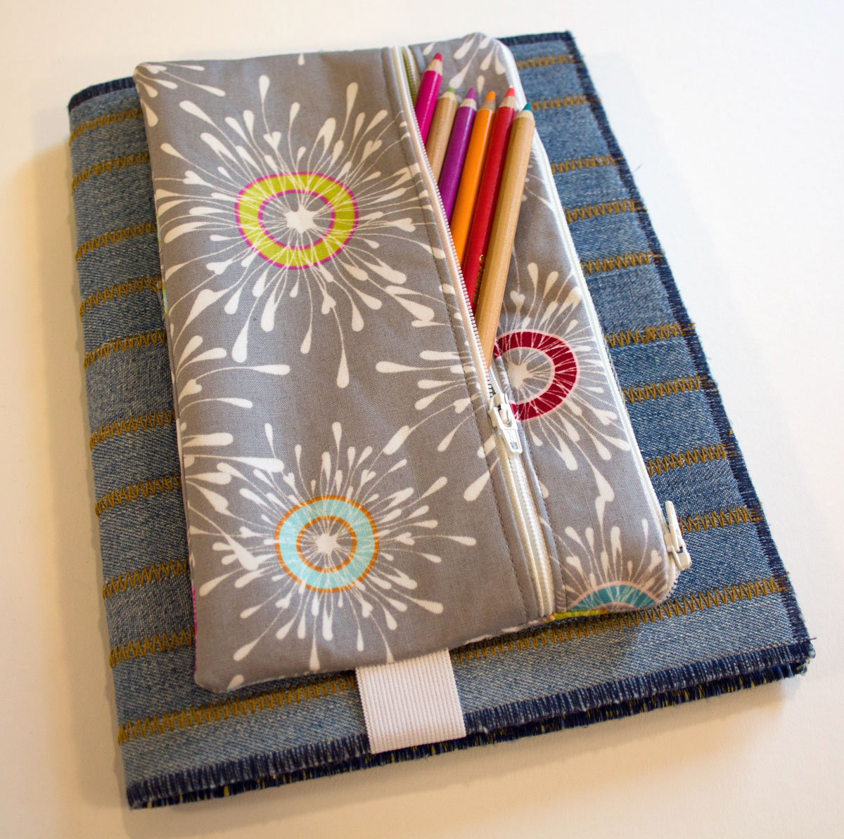 Two pocket pencil pouch