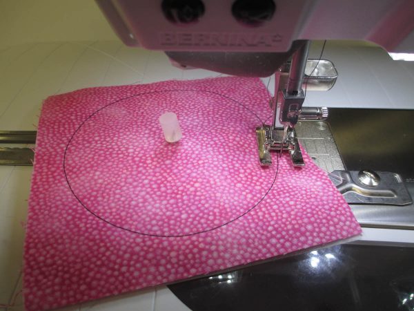 How to Create Yo-Yos with the BERNINA Circular Embroidery Attachment - placing the fabric on the machine