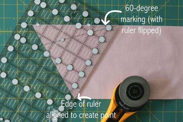 How to use your quilting ruler to cut 60 degree triangles 