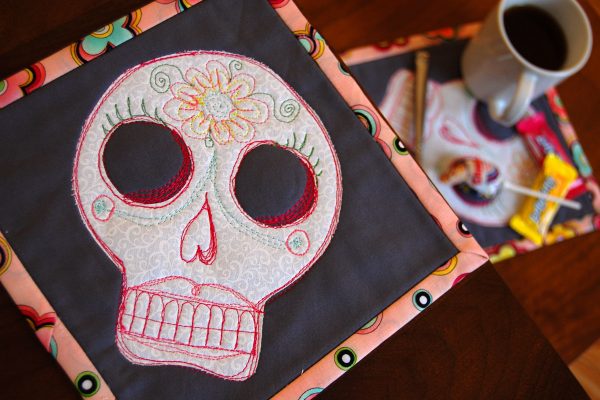 Sugar skull mug rug tutorial