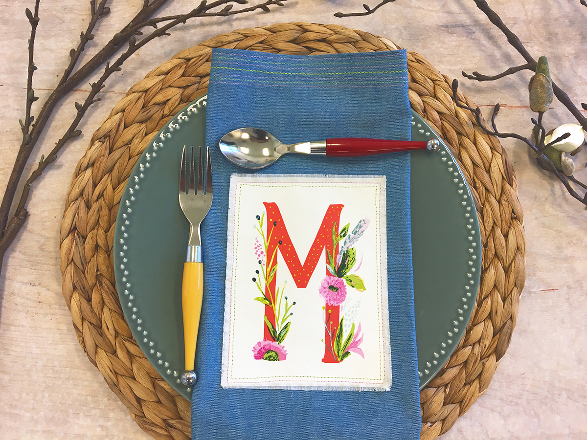 How to Iron-On Embroidered Monogram Letters on a Cloth Napkin (DIY Monogram  Napkins for Weddings) 