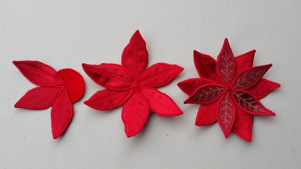 Poinsettia Pin-Placing the leafs