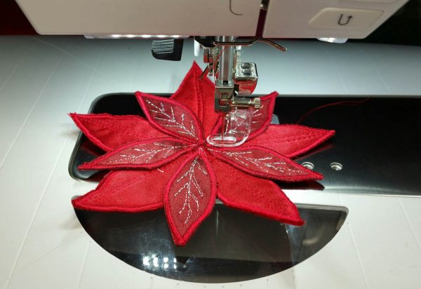 Poinsettia Pin-stitching the petals