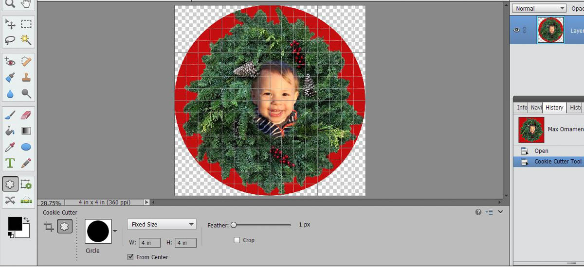 Stitched Photo Ornament-select the circle shape